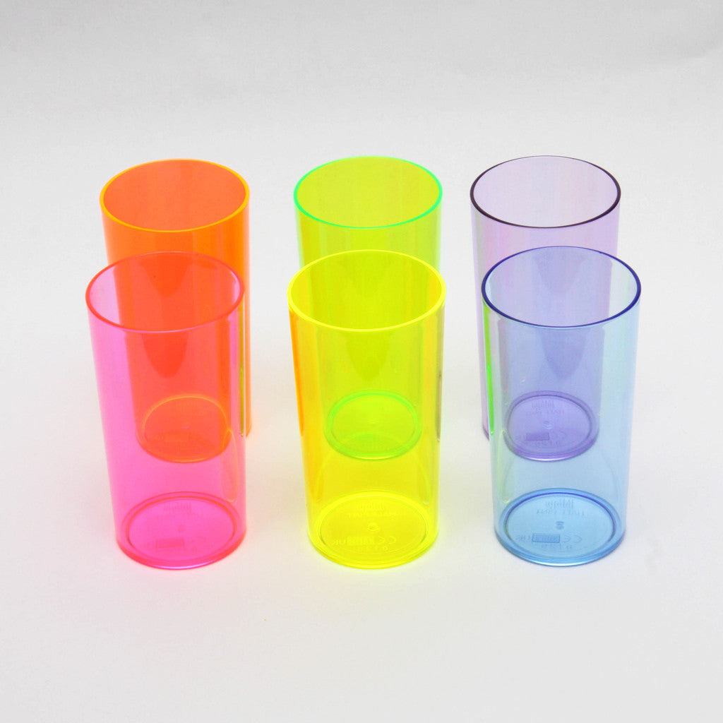 Glasses: Set of 6 Neon Plastic Tumblers